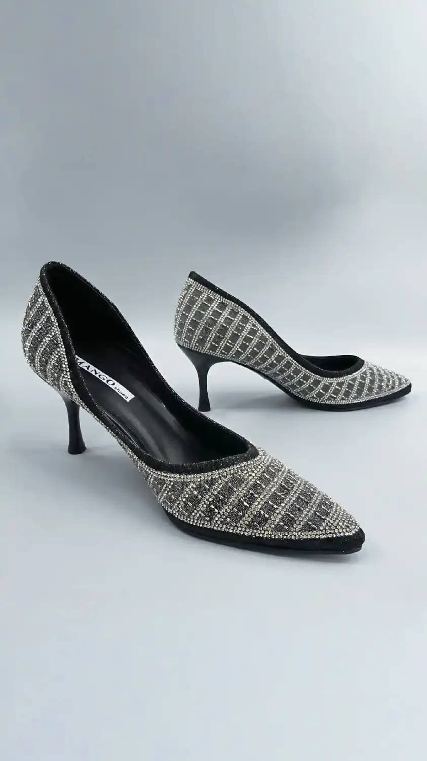 MANGO shoes  کفش پاشنه بلند مجلسی زنانه طرح نگین‌دار